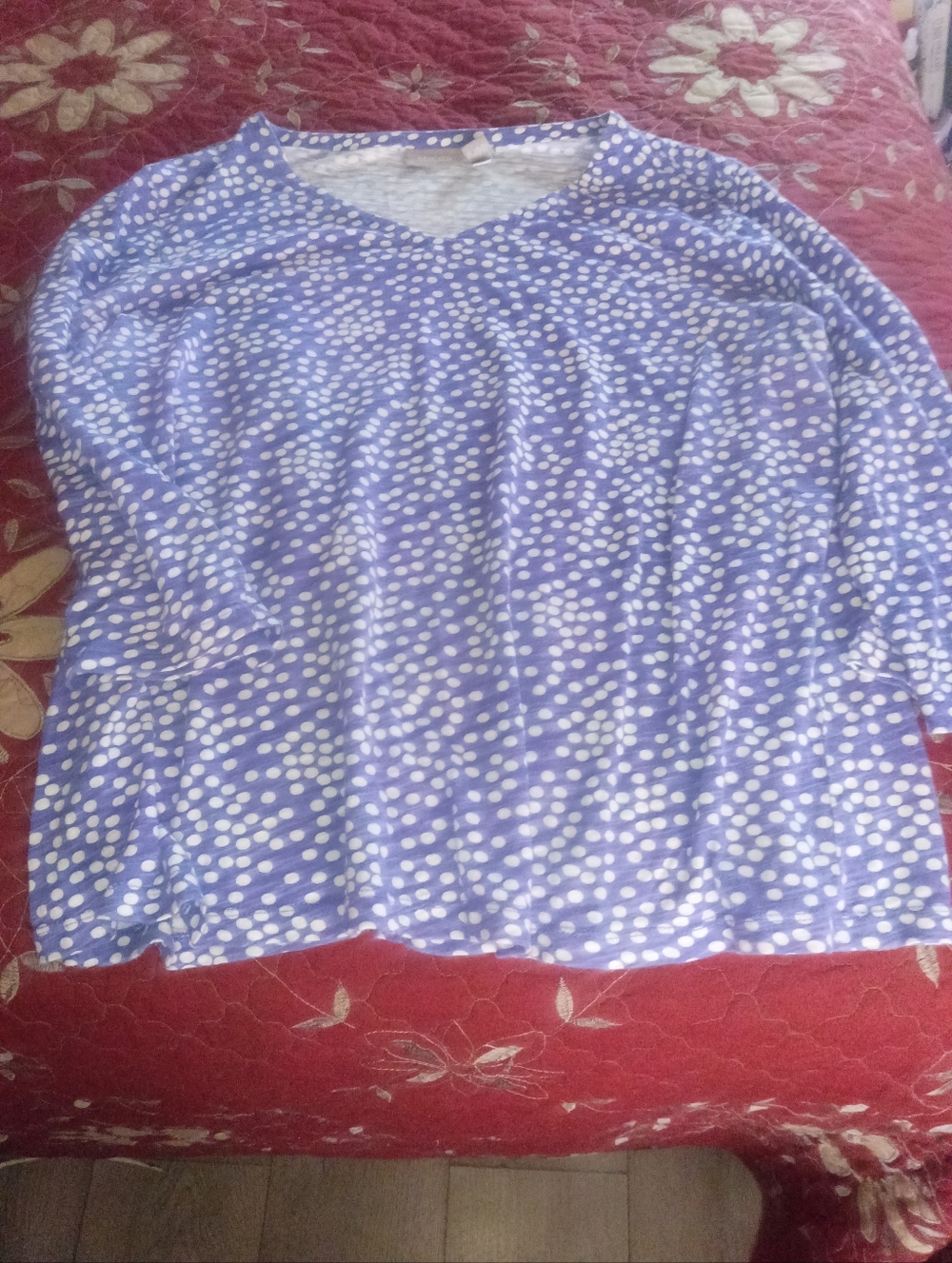 Chico's Purple Polka Dot Long Sleeve Top